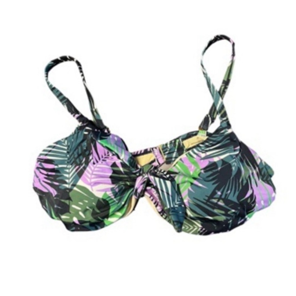 Swimsuits For All Floral Front Tie‎ Bikini Top NWT